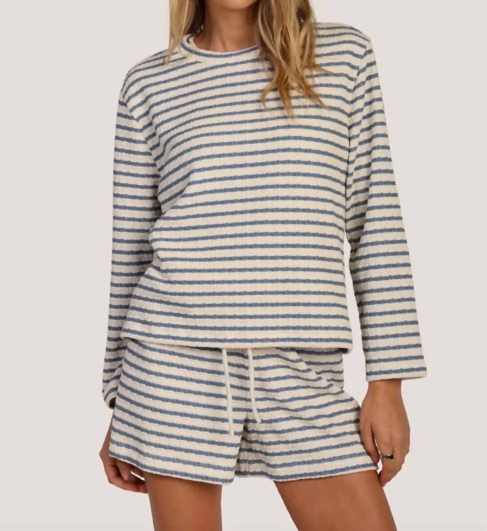 NEW DYLAN paige pullover top in bay blue